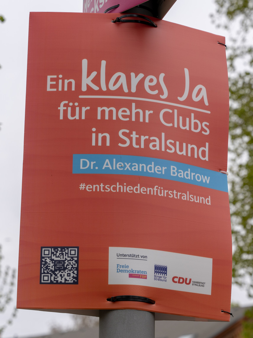 Themenplakat Ein klares Ja für mehr Clubs in Stralsund.