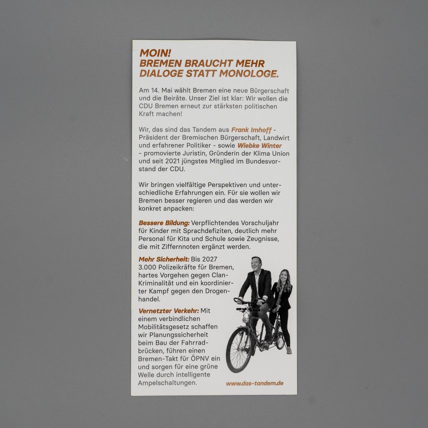 Flyer Das Tandem für Bremen.