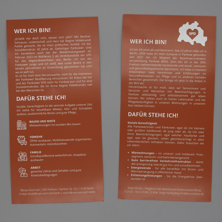 Flyer Vorstellungsflyer SPD Berlin