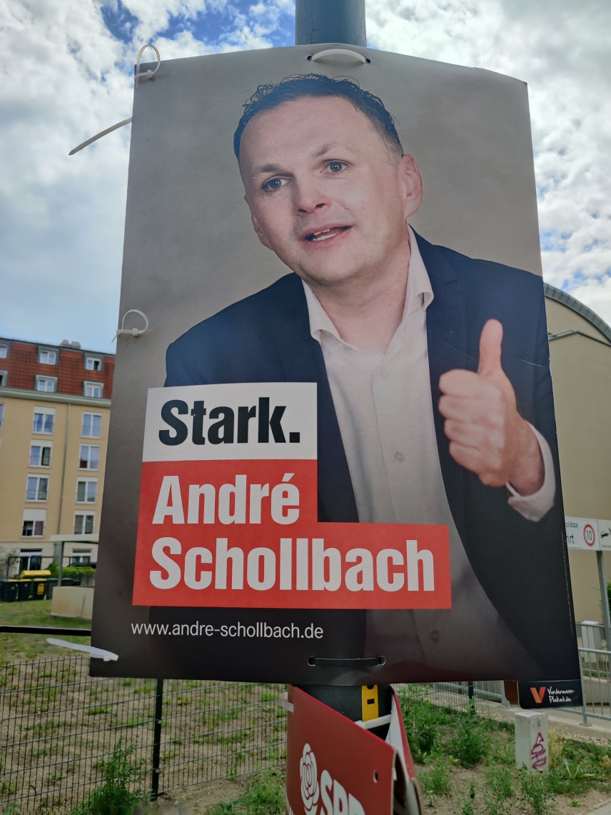 Kandidierendenplakat Stark. André Schollbach