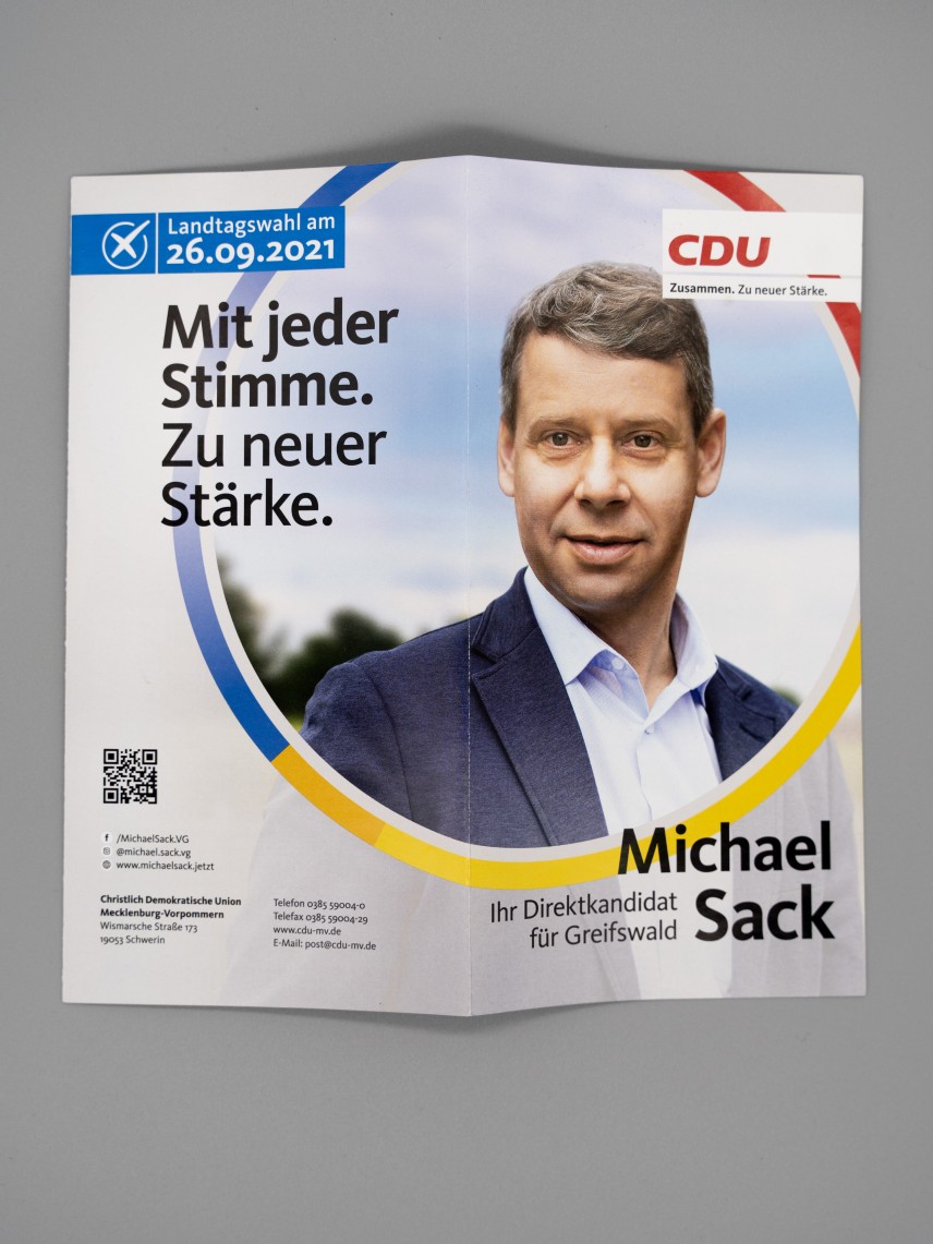 Flyer Ihr Direktkandidat für Greifswald: Michael Sack.