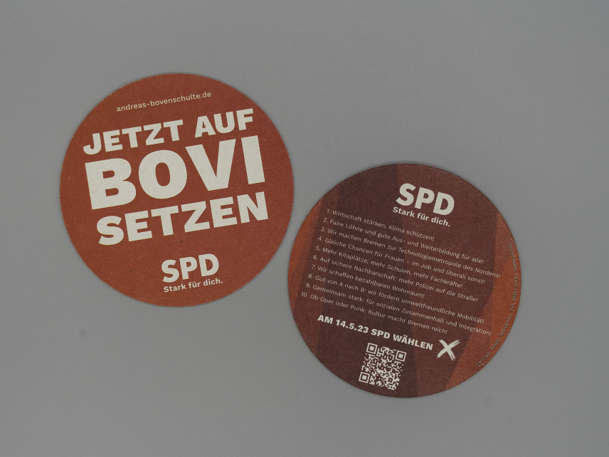 Give Away Bierdeckel. Jetzt auf Bovi setzen.