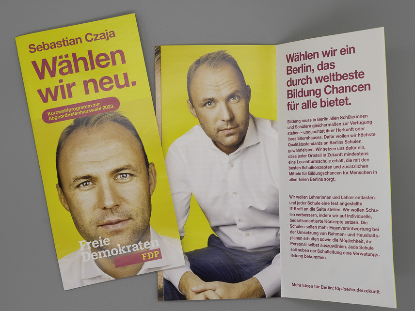 Flyer Wählen wir neu. Kurzwahlprogramm zur Abgeordnetenhauswahl 2023