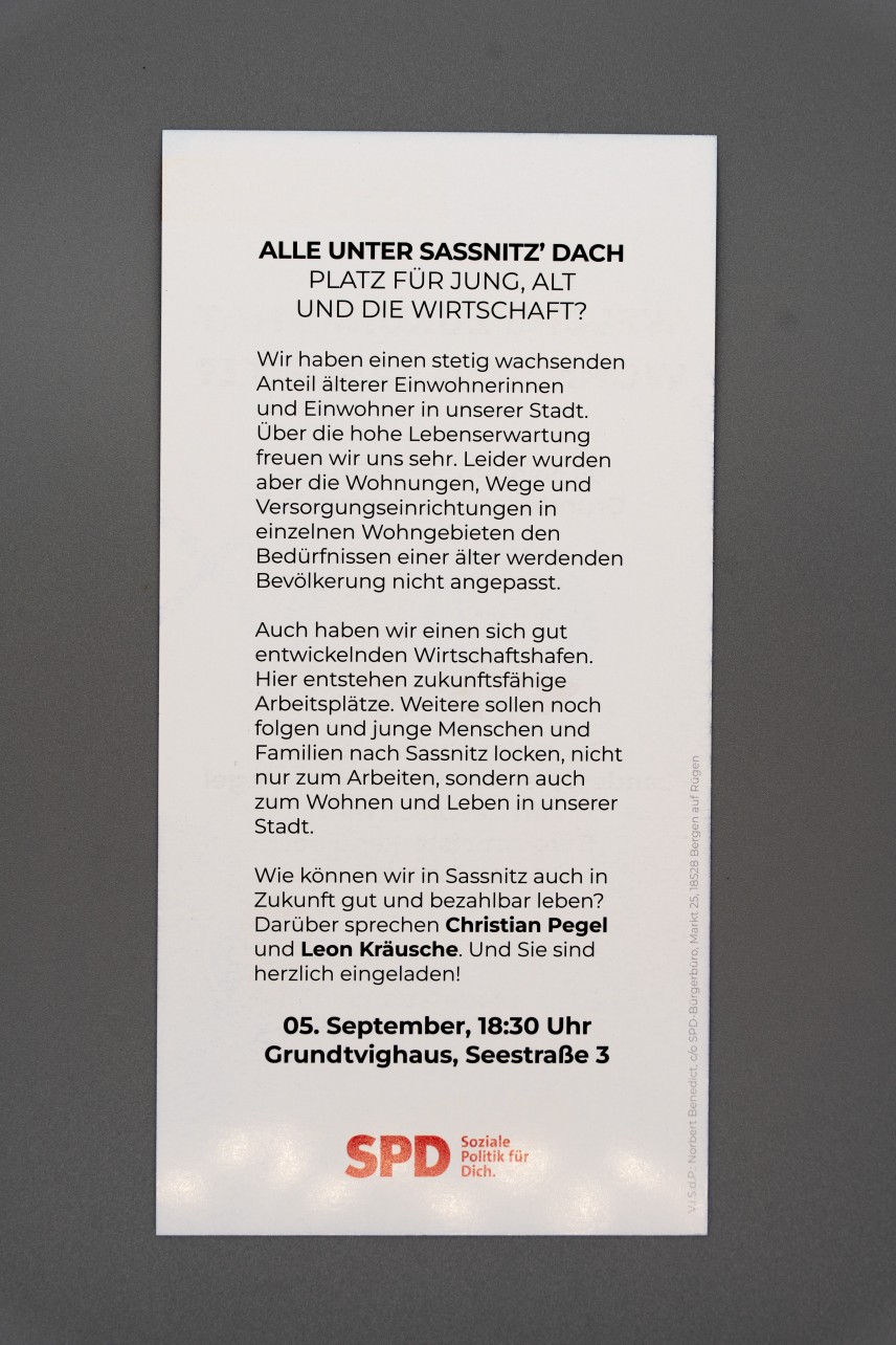 Flyer Welche Zukunft hat Wohnen ins Sassnitz?