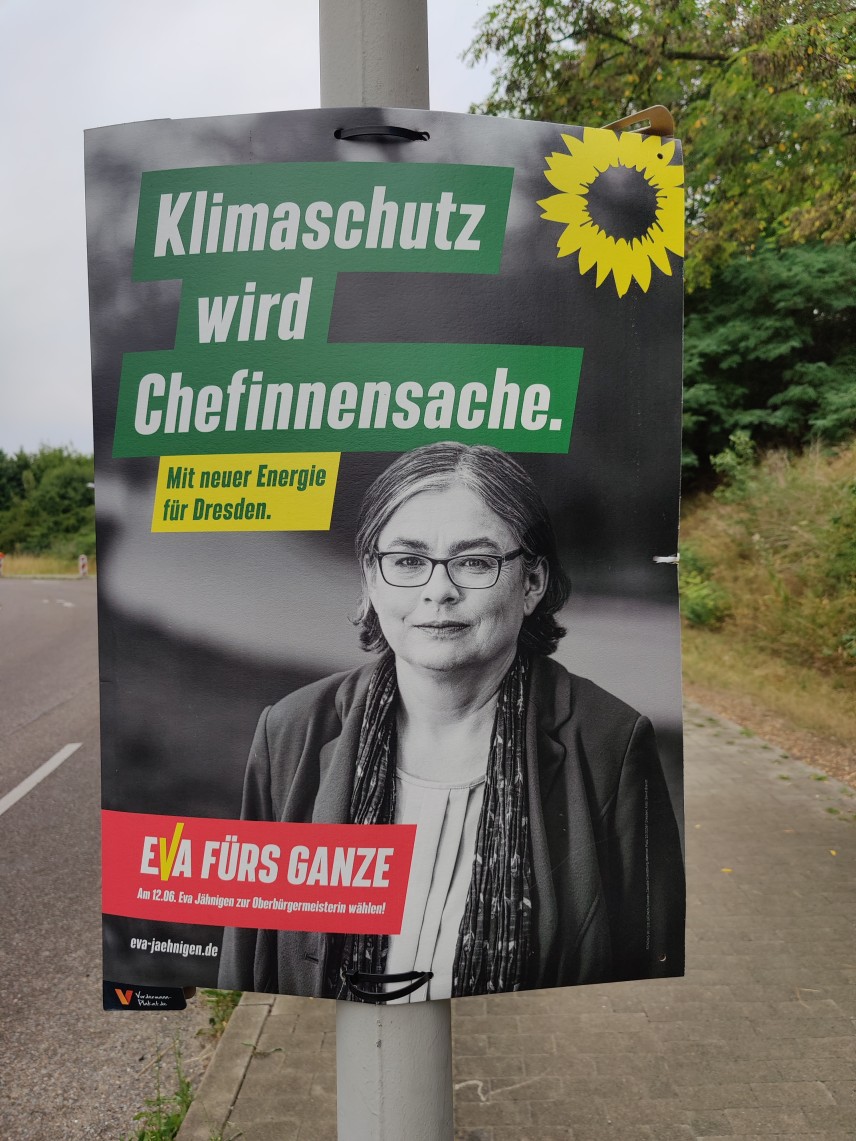 Themenplakat Klimaschutz wird Chefinnensache. Mit neuer Energie für Dresden.