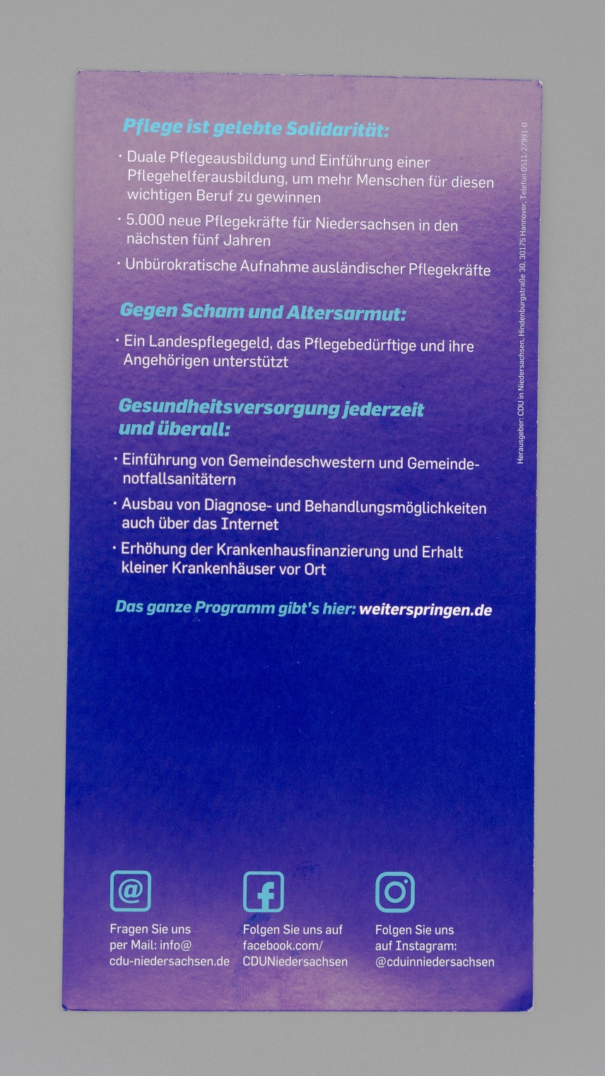 Flyer Ärztliche Versorgung und Pflege stärken.