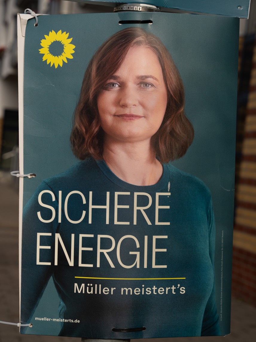 Kandidierendenplakat Sichere Energie. Müller meistert's.