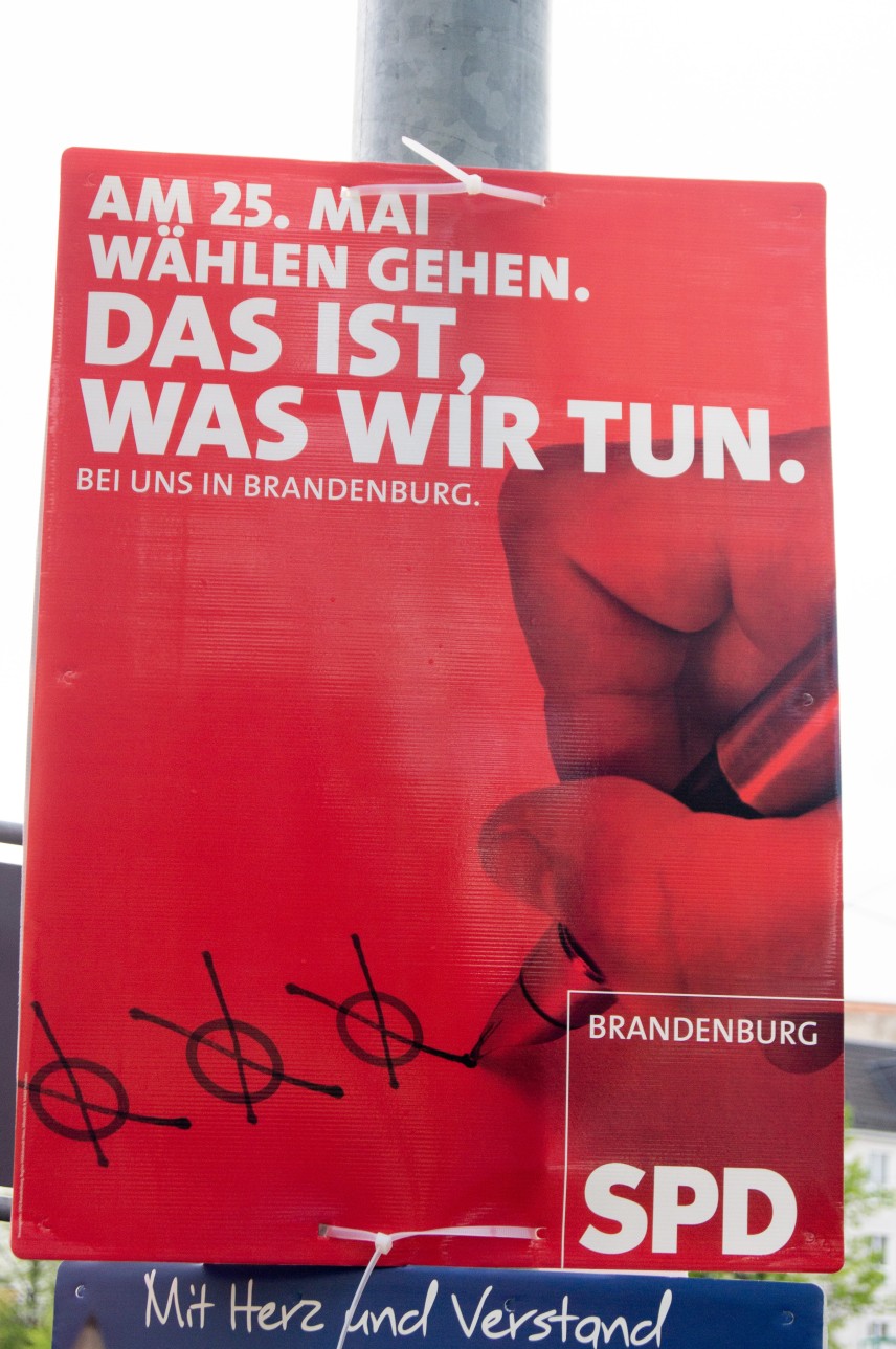 Themenplakat Am 25. Mai wählen gehen. Das ist, was wir tun. Bei uns in Brandenburg.