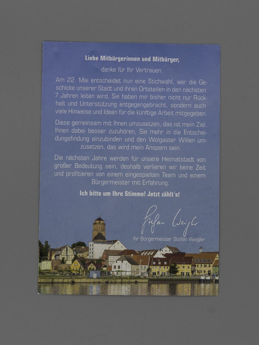 Flyer Stefan Weigler für Wolgast