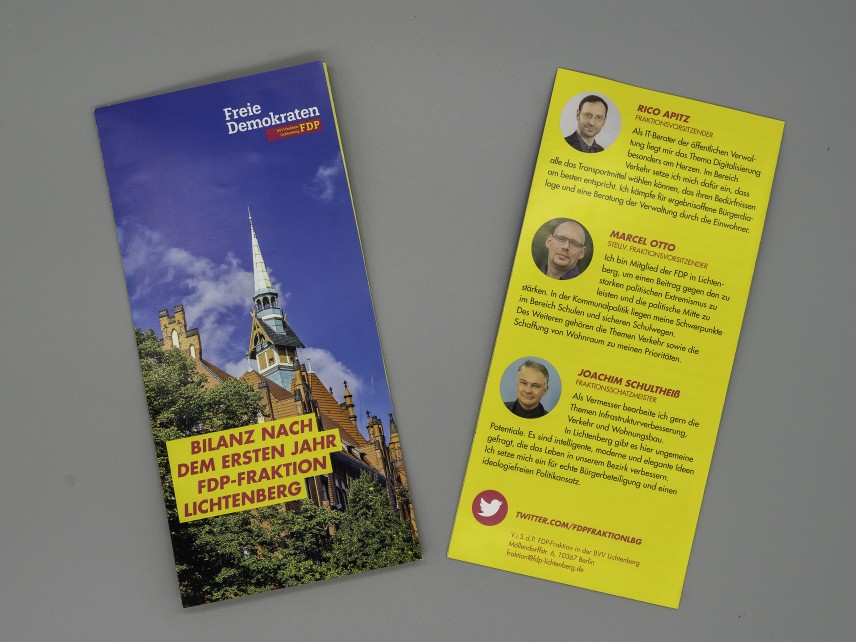 Flyer Bilanz nach dem ersten Jahr FDP-Fraktion Lichtenberg