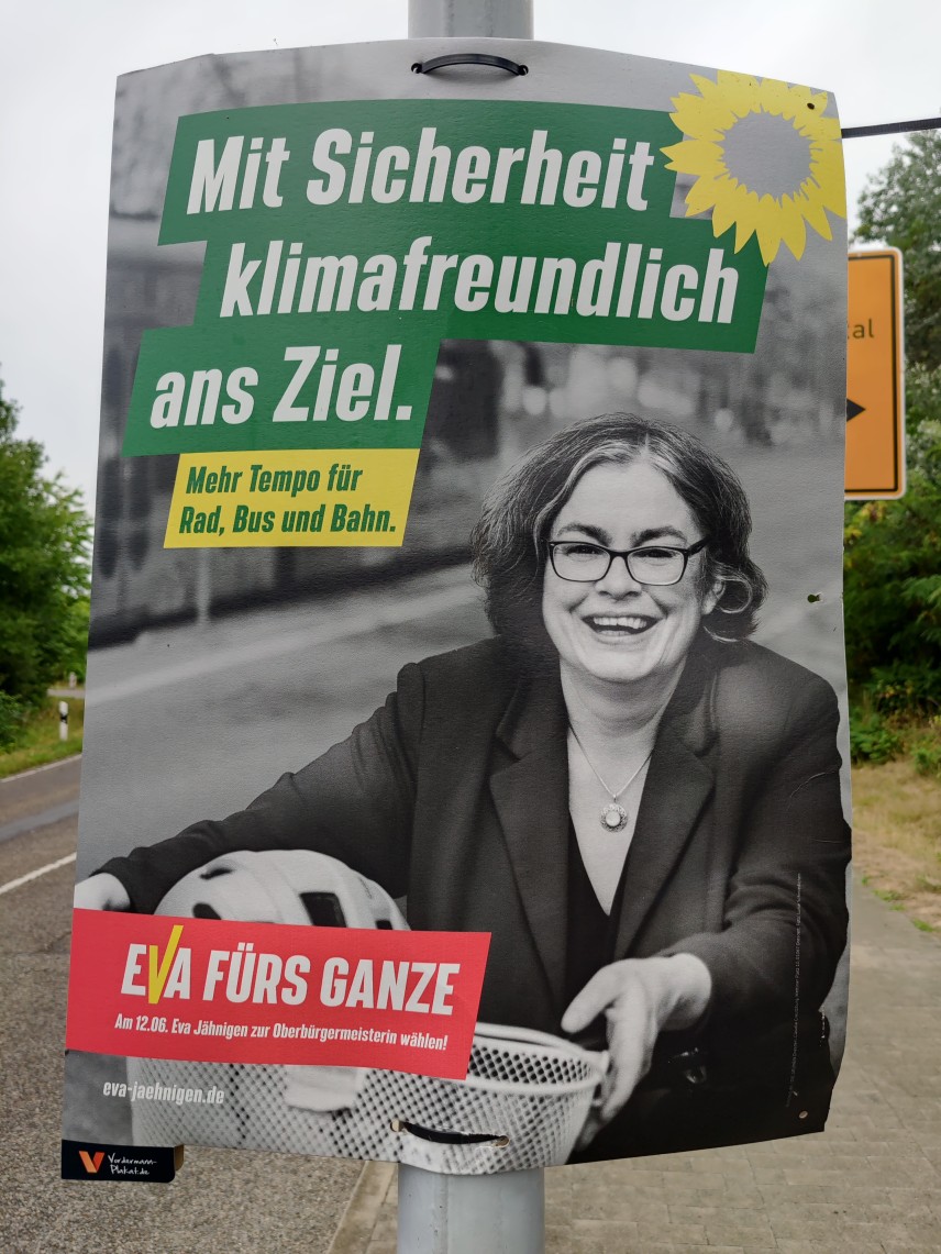 Themenplakat Mit Sicherheit klimafreundlich ans Ziel. Mehr Tempo für Rad, Bus und Bahn.