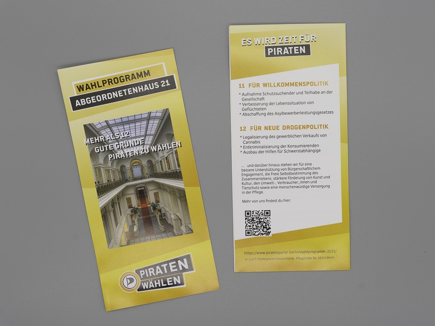 Flyer Mehr als 12 gute Gründe Piraten zu wählen.