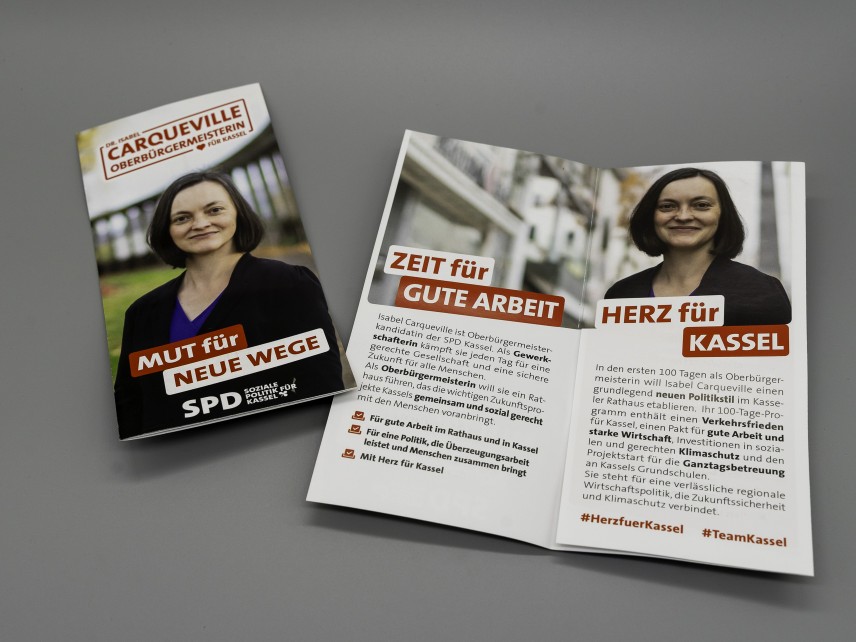 Flyer Dr. Isabel Carqueville. Oberbürgermeisterin für Kassel. Mut für neue Wege.