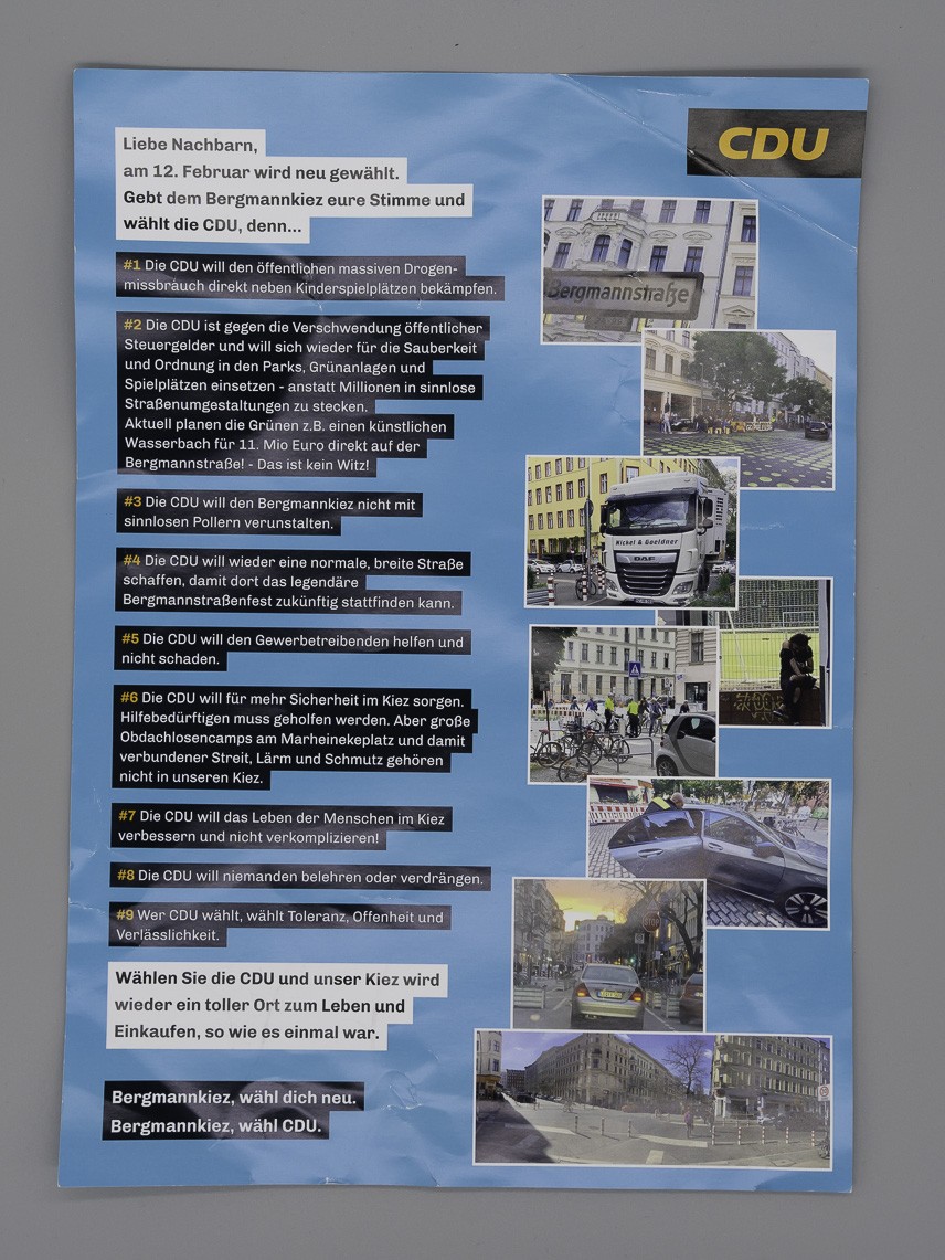 Flyer Es reicht jetzt! Bergmannkiez, wähl dich neu...