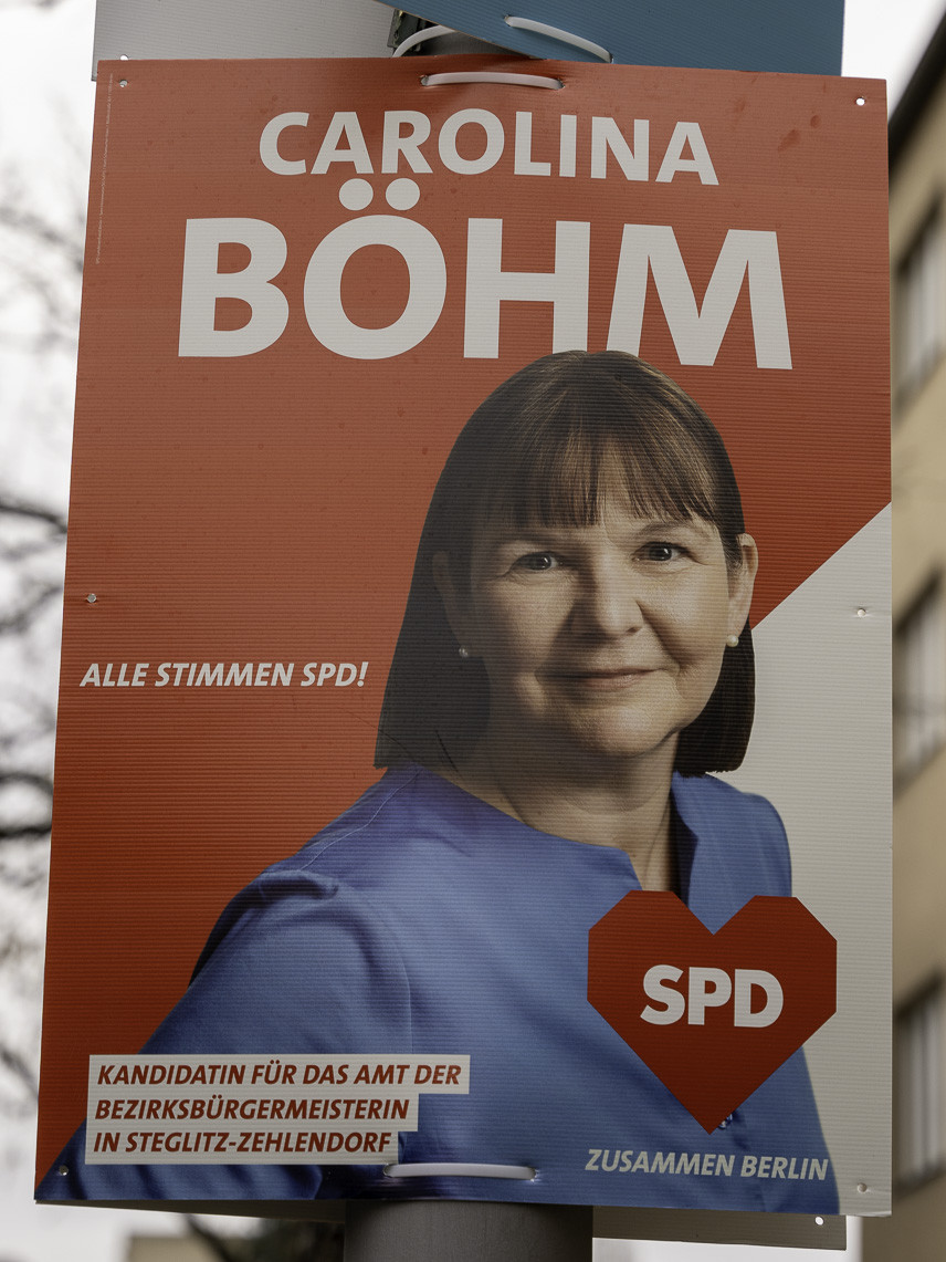 Kandidierendenplakat Carolina Böhm. Alle Stimmen SPD!