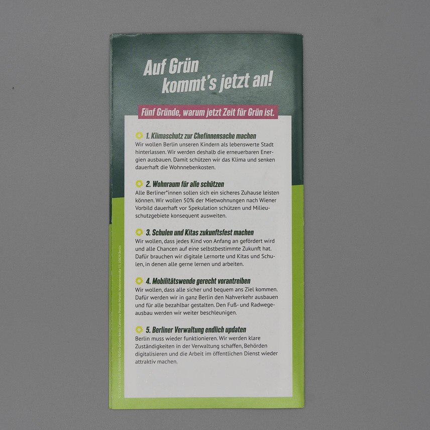 Flyer Für Schöneberg. Vielfältig, klimafreundlich und sozial!