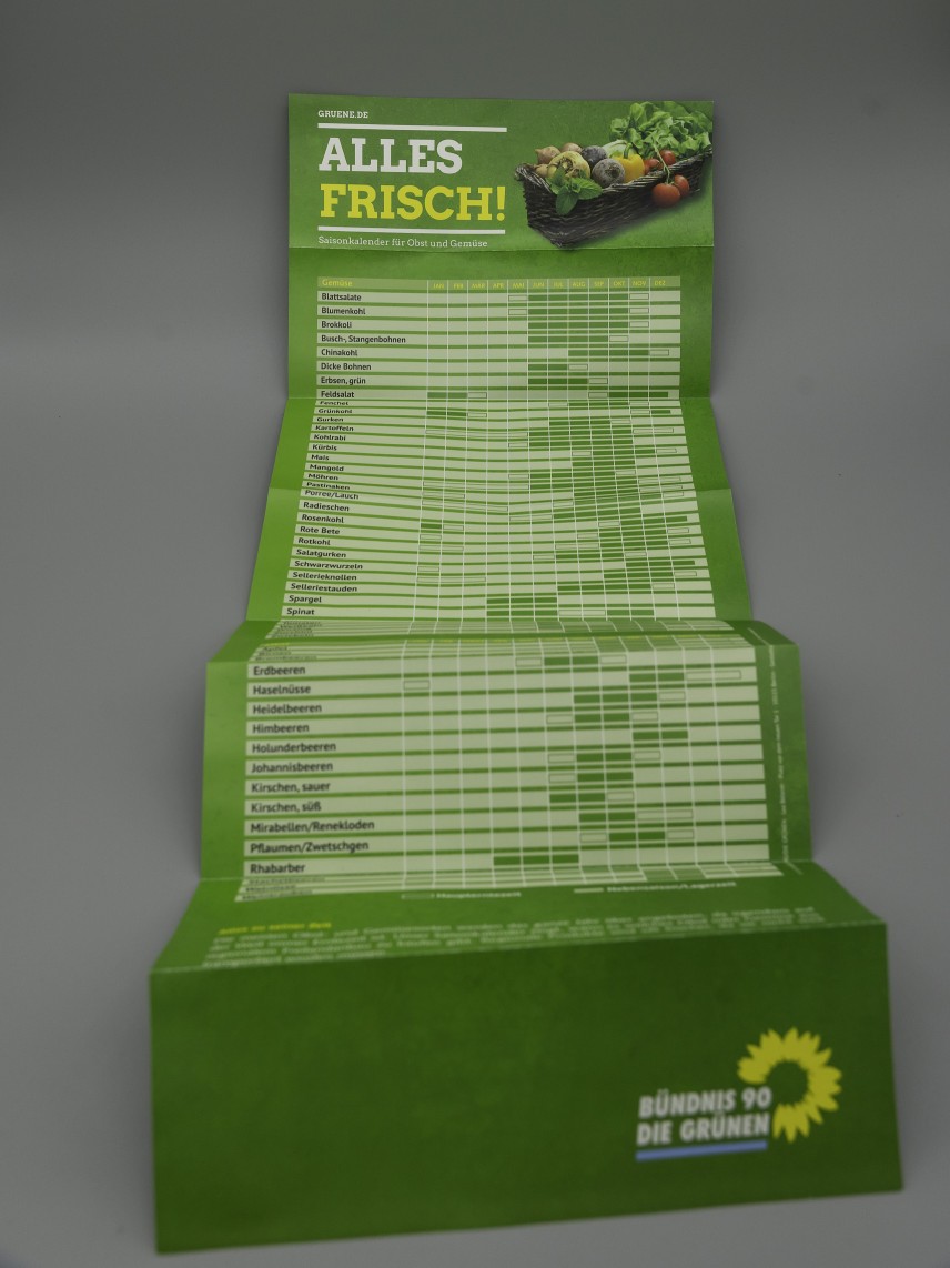 Give Away Alles frisch! Saisonkalender für Obst und Gemüse.