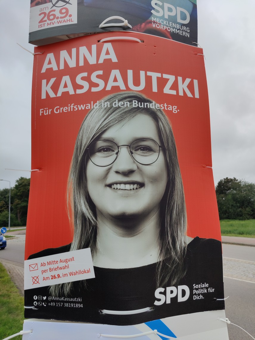 Kandidierendenplakat Für Greifswald in den Bundestag