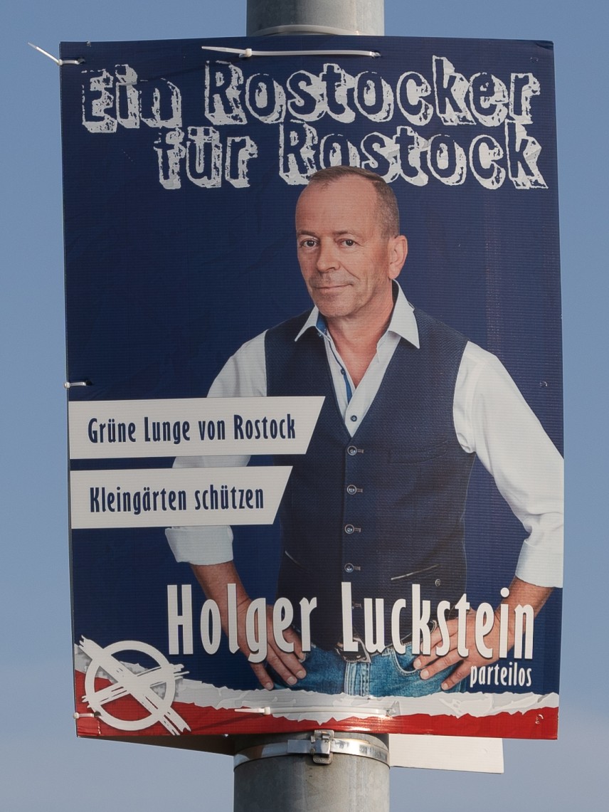 Kandidierendenplakat Grüne Lunge von Rostock. Kleingärten schützen.