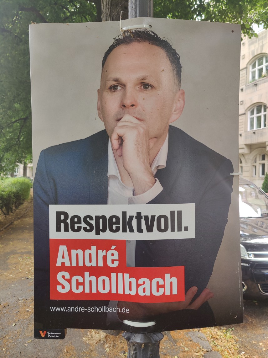 Kandidierendenplakat Respektvoll. André Schollbach