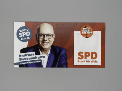 Flyer Andreas Bovenschulte. Unser Bürgermeister. Für Bremen, für uns.