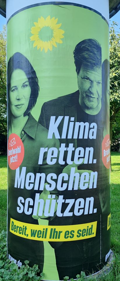 Litfaßsäule Klima retten. Menschen schützen.