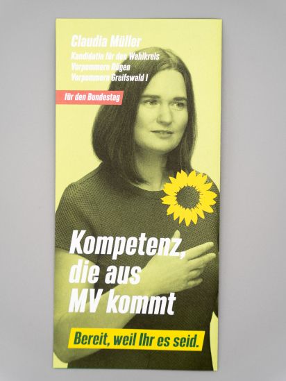 Flyer Damm in den Landtag. Müller in den Bundestag.