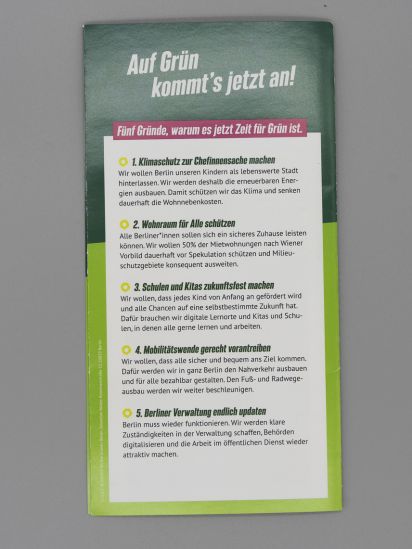 Flyer Für Schöneberg. Für Klimaschutz. Für Vielfalt. Für soziale Gerechtigkeit.