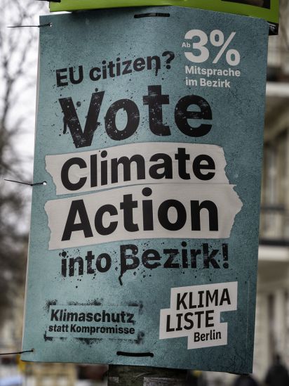 Themenplakat EU citizen? Vote climate action into Bezirk!