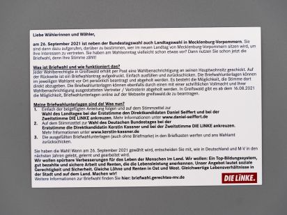 Flyer Gemeinsam für Greifswald. Briefwahl.