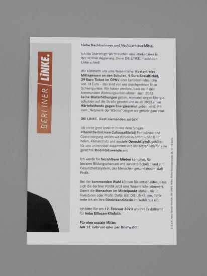 Flyer Eine Stimme für Mitte: Imke Elliesen-Kliefoth