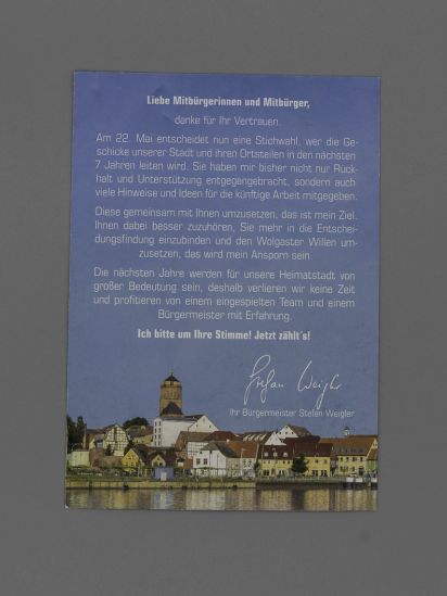 Flyer Stefan Weigler für Wolgast